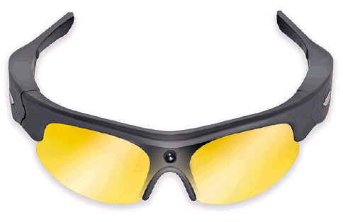 Microtelecamera in occhiali + videoregistratore SD per sport, sci, bike, moto: lenti gialle