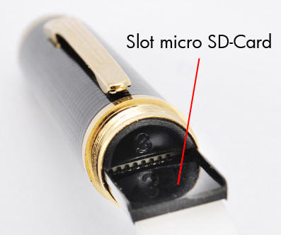 Microtelecamera spia nascosta in penna: memoria SD