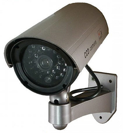 Telecamera finta videosorveglianza infrarossi da esterno a prova di pioggia + led segnalazione
