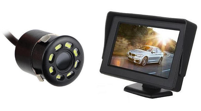 Kit telecamera posteriore per auto con monitor da cruscotto