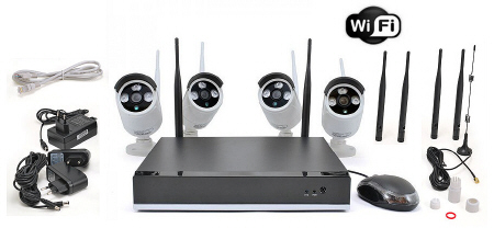 Kit videosorveglianza WIFI 4 telecamere wireless + videoregistratore NVR DVR