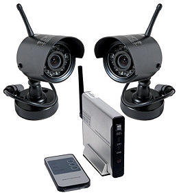 Kit 2 telecamere wireless senza fili infrarossi con ricevitore e telecomando