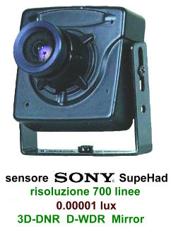 Microtelecamera 700 linee 0.00001 lux sensore Sony