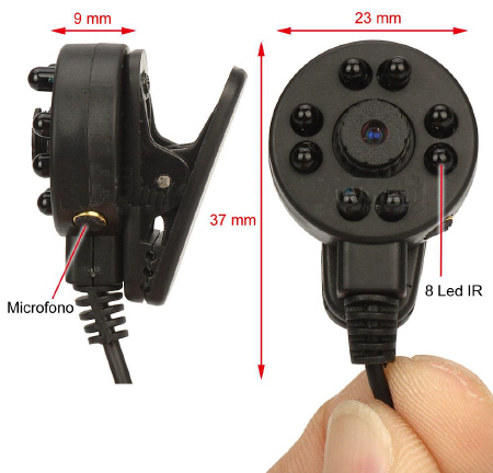 Microtelecamera led IR con audio: misure in millimetri