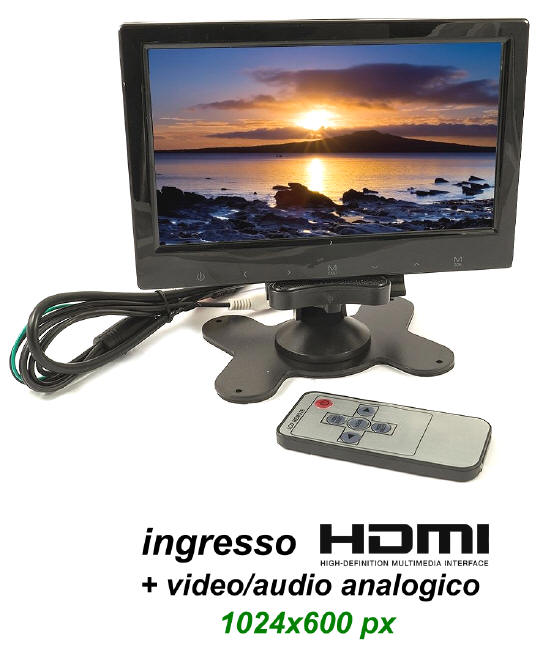 Monitor HDMI 7 pollici + 2 ingressi AV analogici