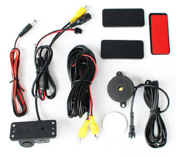 Telecamera retromarcia e parcheggio con sensore di prossimità : kit con cavi e cicalino